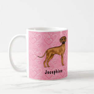 Rhodesian Ridgeback Hund auf rosa Herzen mit Namen Kaffeetasse