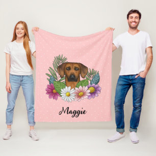 Rhodesian Ridgeback Hund Bunte Wildblumen Rosa Fleecedecke