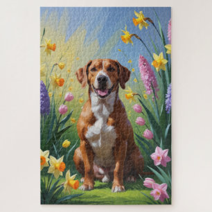 Rhodesian Ridgeback Hund Frühlingsblumen Malerei