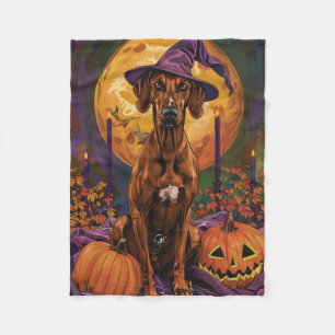 Rhodesian Ridgeback Hund Halloween Hexe Kürbis Fleecedecke
