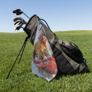 Rhodesian Ridgeback Hund im Schlitten Weihnachten Golfhandtuch