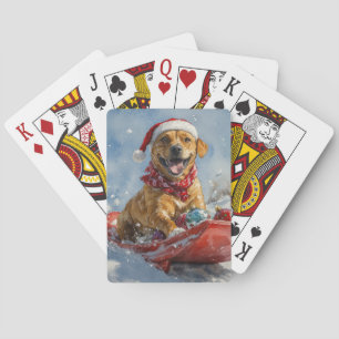 Rhodesian Ridgeback Hund im Schlitten Weihnachten Spielkarten