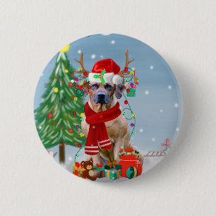Rhodesian Ridgeback Hund in Schnee Weihnachtsgesch Button