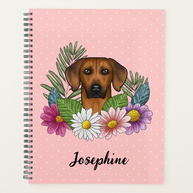 Rhodesian Ridgeback Hund Kopf farbenfroh florales  Planer (Vorderseite)