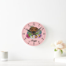 Rhodesian Ridgeback Hund Kopf-Wildblumen auf rosa