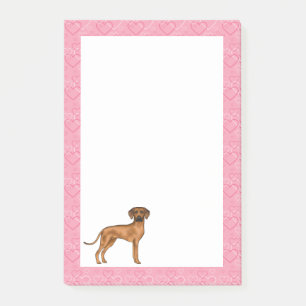 Rhodesian Ridgeback Hund Liebe Herz Muster Rosa Post-it Klebezettel