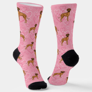 Rhodesian Ridgeback Hund Liebe Herz Muster Rosa Socken