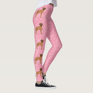 Rhodesian Ridgeback Hund Liebe Herzmuster Rosa Leggings
