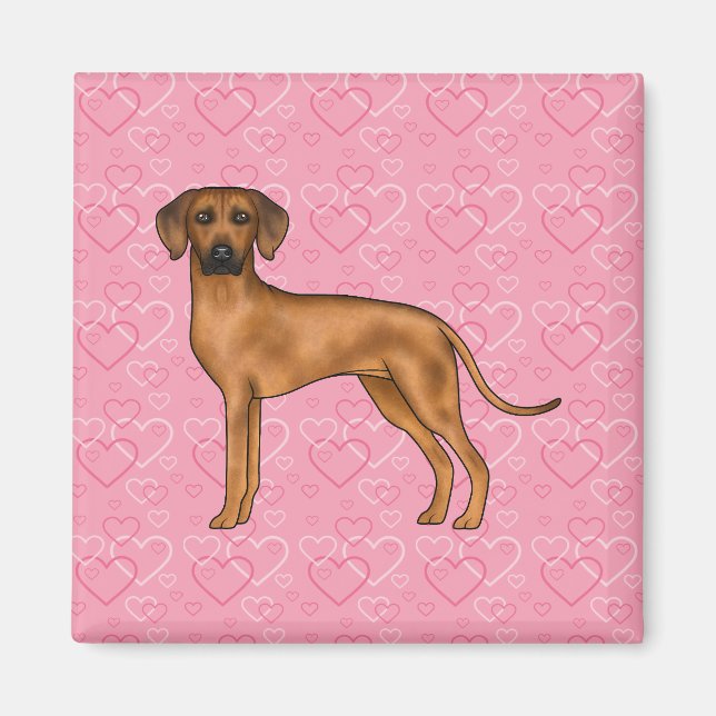 Rhodesian Ridgeback Hund Liebe Herzmuster Rosa Magnet (Vorne)