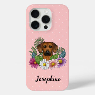 Rhodesian Ridgeback Hund mit Blume und Name Rosa Case-Mate iPhone Hülle