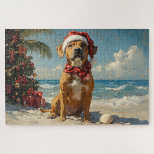 Rhodesian Ridgeback Hund Weihnachten Vintage Stran