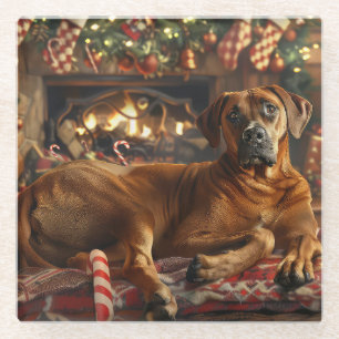 Rhodesian Ridgeback Hund Weihnachtsfestlich Glasuntersetzer