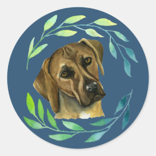 Rhodesian Ridgeback HundeAquarell-Malerei Runder Aufkleber