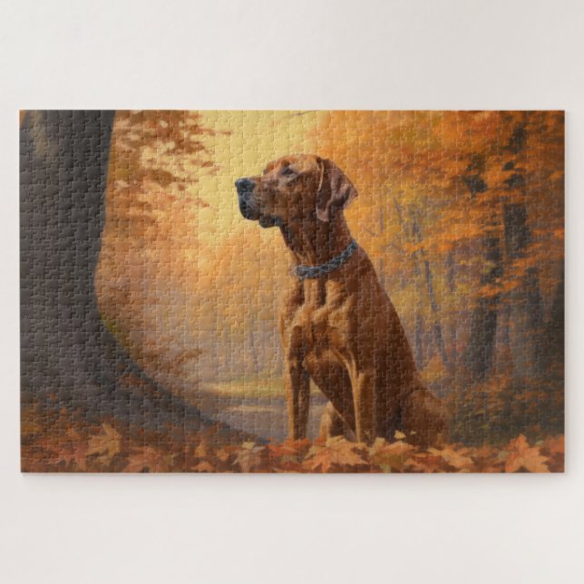 Rhodesian Ridgeback im Herbstfall Inspiriert (Horizontal)