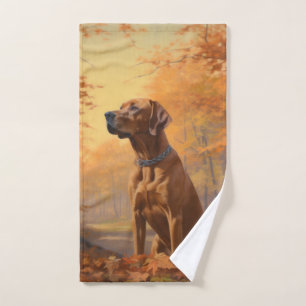 Rhodesian Ridgeback im Herbstfall Inspiriert Badhandtuch Set