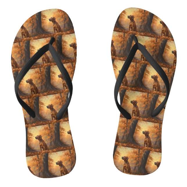 Rhodesian Ridgeback im Herbstfall Inspiriert Flip Flops (Fußbett)
