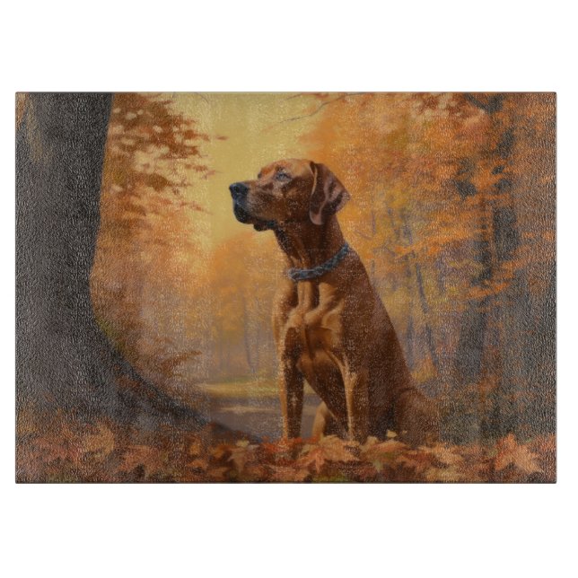 Rhodesian Ridgeback im Herbstfall Inspiriert Schneidebrett (Vorderseite)