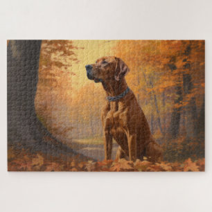 Rhodesian Ridgeback im Herbstlaubfall inspiriert