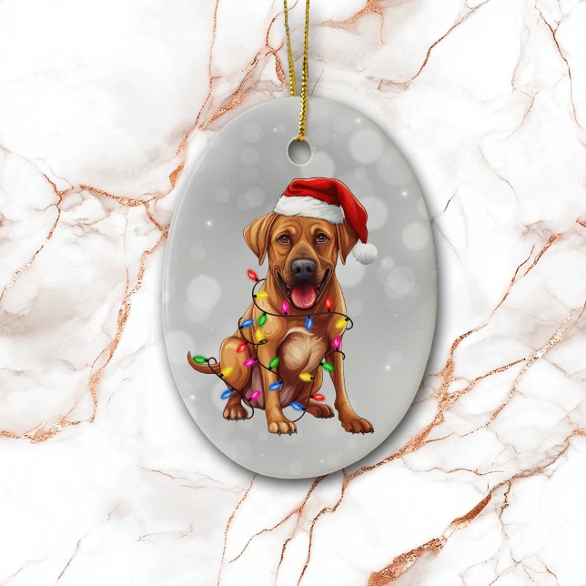 Rhodesian Ridgeback in Weihnachtsbeleuchtung rasie Keramik Ornament (Von Creator hochgeladen)