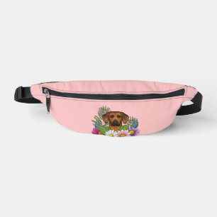 Rhodesian Ridgeback Kopffarbige Blume auf rosa Bauchtasche