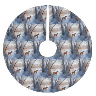 Rhodesian Ridgeback Lass es schneien Weihnachten Polyester Weihnachtsbaumdecke