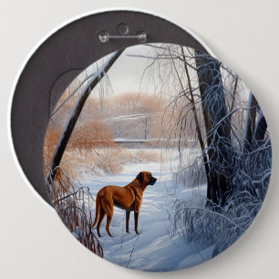 Rhodesian Ridgeback Let It Snow Christmas Button