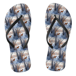 Rhodesian Ridgeback Let It Snow Christmas Flip Flops