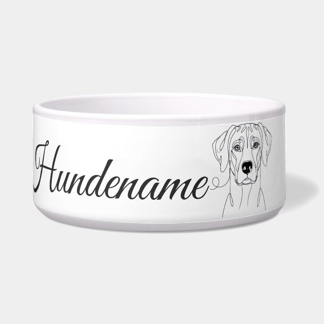 Rhodesian Ridgeback Line Art personalized bowl Napf (Vorderseite)