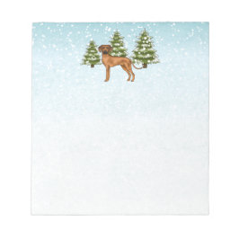 Rhodesian Ridgeback Lion Dog Snowy Winterwald Notizblock