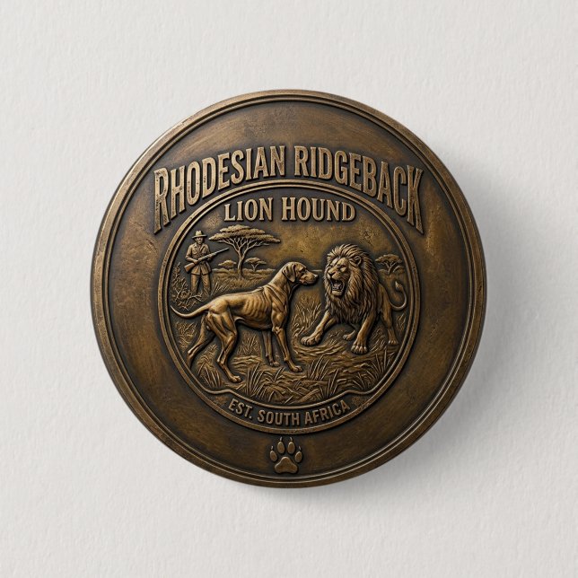 Rhodesian Ridgeback Löwenhund Kunst Button (Vorderseite)