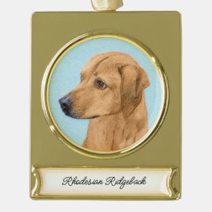Rhodesian Ridgeback Malerei - Original Dog Art Go Banner-Ornament Gold