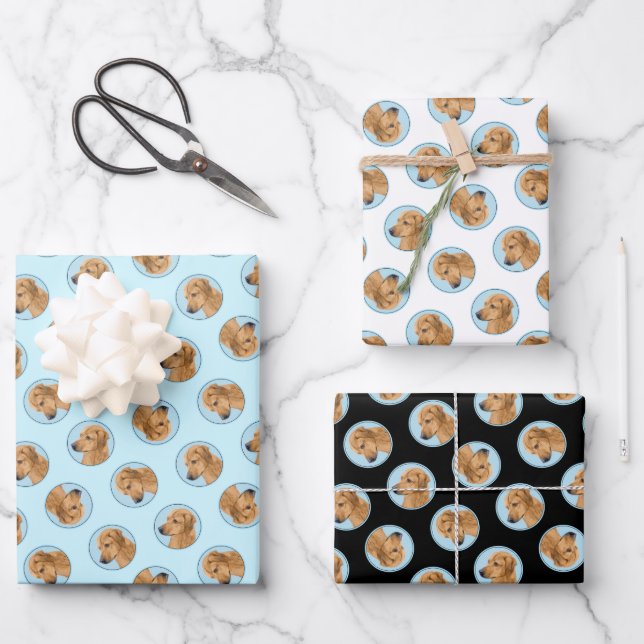 Rhodesian Ridgeback Malerei Red Wheaten Dog Art Geschenkpapier Set (Vorderseite)