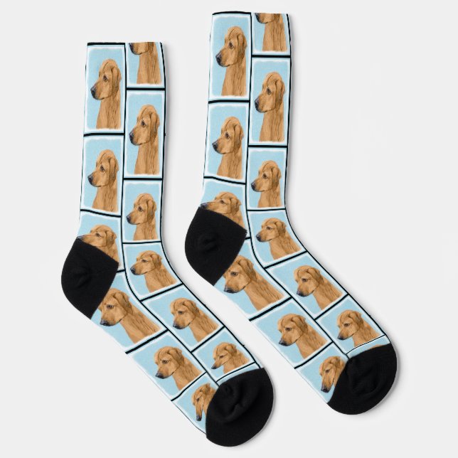 Rhodesian Ridgeback Malerei Red Wheaten Dog Art Socken (Rechts)