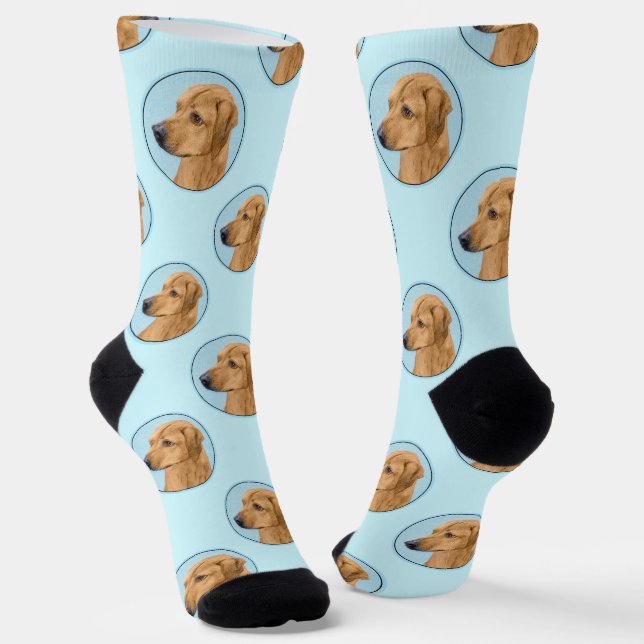 Rhodesian Ridgeback Malerei Red Wheaten Dog Art Socken (Gewinkelt)
