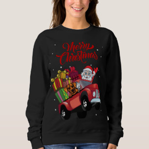 Rhodesian Ridgeback mit dem Weihnachtsmann im rote Sweatshirt
