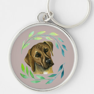 Rhodesian Ridgeback mit einem Kranz-Aquarell Schlüsselanhänger