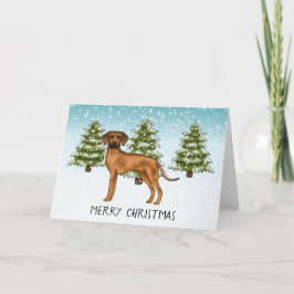 Rhodesian Ridgeback mit Text Snowy Winterwald Karte