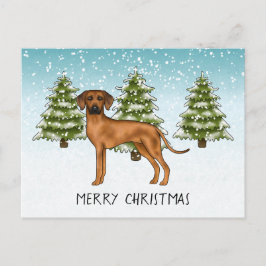 Rhodesian Ridgeback mit Text Snowy Winterwald Postkarte