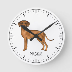 Rhodesian Ridgeback Niedlich Brown Lion Dog mit Na Runde Wanduhr