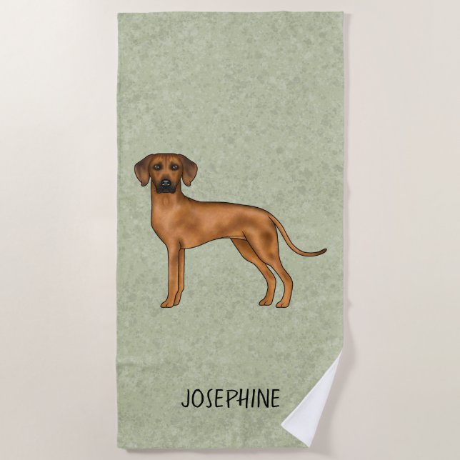 Rhodesian Ridgeback Niedlich Brown Lion Dog mit Na Strandtuch (Vorderseite)