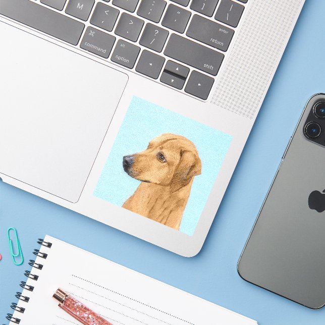 Rhodesian Ridgeback Painting - Original Dog Art Aufkleber (Laptop mit iPhone)