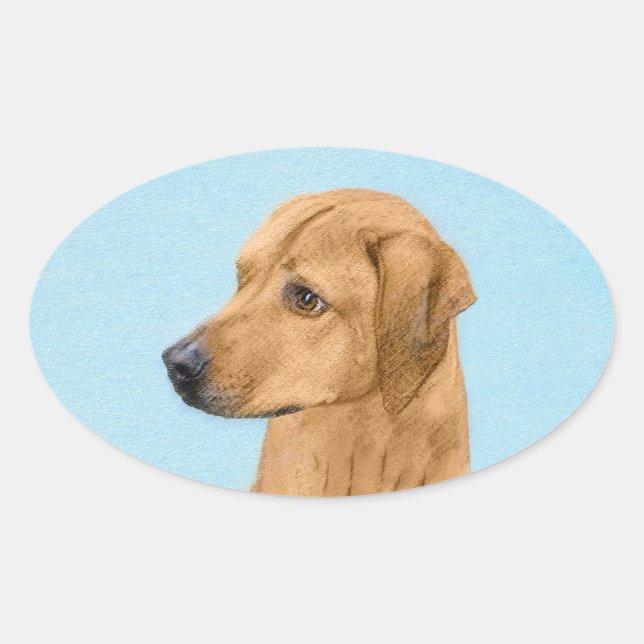 Rhodesian Ridgeback Painting - Original Dog Art Ovaler Aufkleber (Vorderseite)
