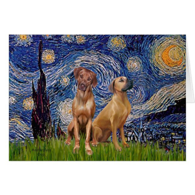 Rhodesian Ridgeback Pair - Starry Night (Vorderseite (Horizontal))
