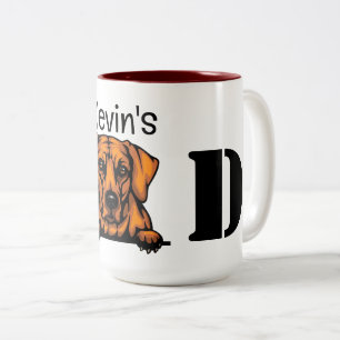 Rhodesian Ridgeback Peeking Personalisierter Vater Zweifarbige Tasse