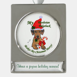 Rhodesian Ridgeback Personalisierte Weihnachten Banner-Ornament Silber