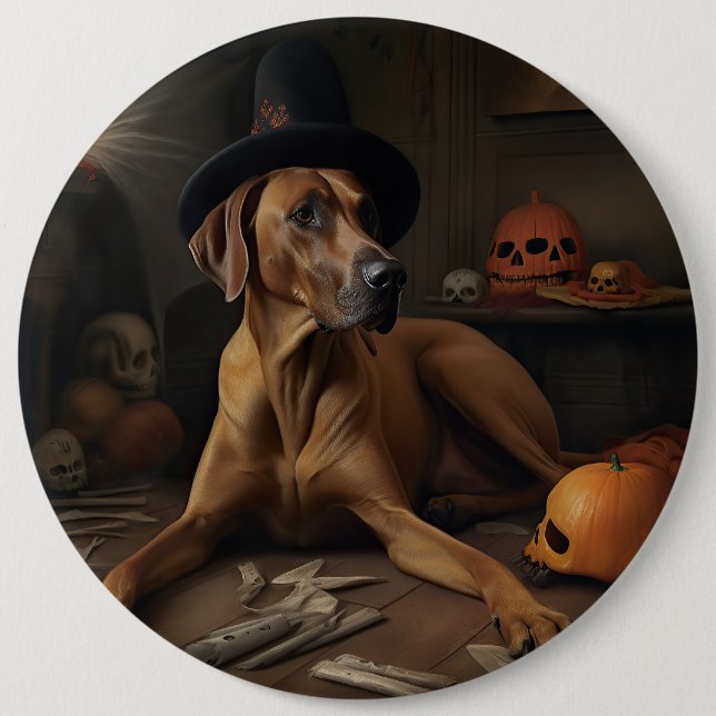 Rhodesian Ridgeback Pumpkins Halloween Beängstigen Button (Vorderseite)