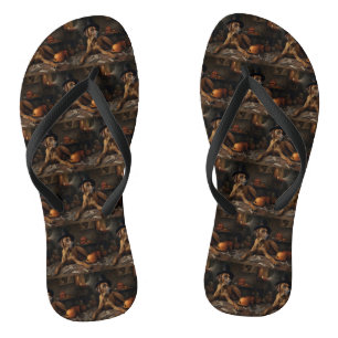 Rhodesian Ridgeback Pumpkins Halloween Beängstigen Flip Flops