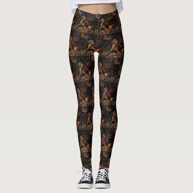 Rhodesian Ridgeback Pumpkins Halloween Beängstigen Leggings (Vorderseite)