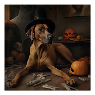 Rhodesian Ridgeback Pumpkins Halloween Beängstigen Poster
