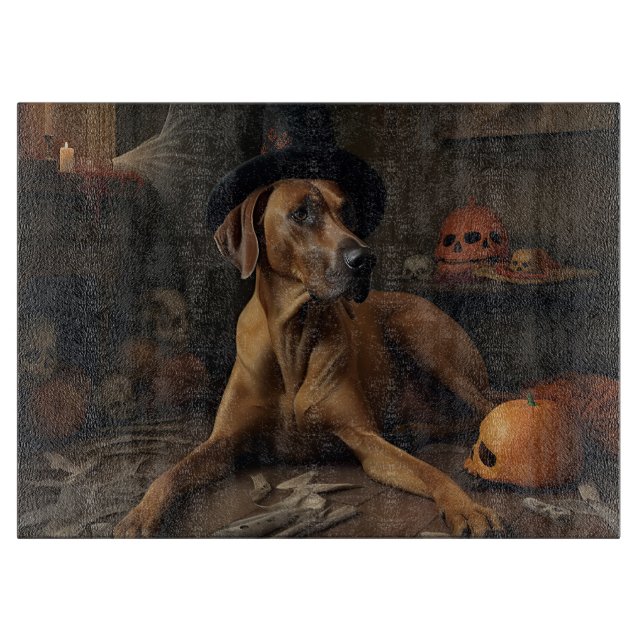 Rhodesian Ridgeback Pumpkins Halloween Beängstigen Schneidebrett (Vorderseite)